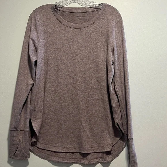 Athleta Uptempo Elevate Top Heathered Mauve Long Sleeve Performance Tee - Picture 3 of 10
